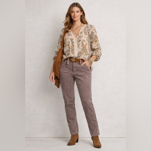 Talbots Denim - Talbots Heritage Corduroy Pants Size 12 Gray Boho Classic Straight Leg